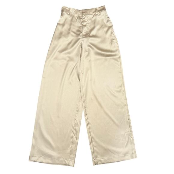House of Harlow 1960 Pants - House of Harlow Satin Champagne Gold Wide Leg Pants Women M Office Career Chic